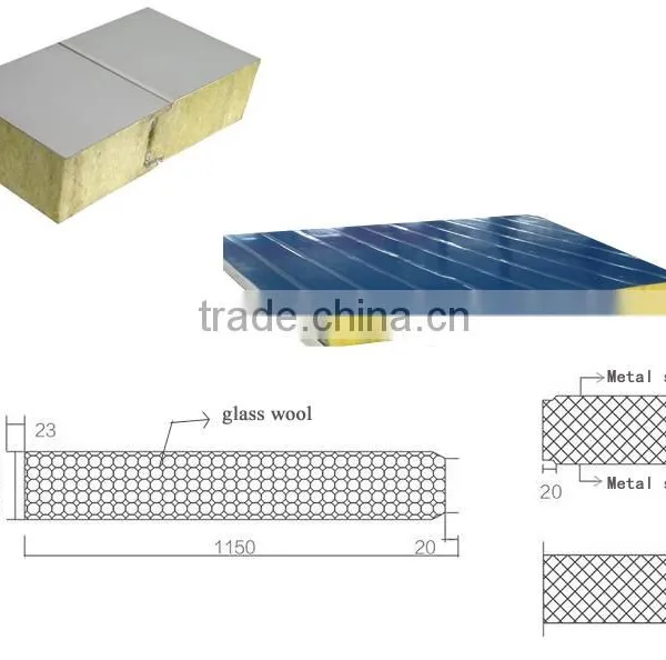 Fireproof and Insulated Metal Faced Fiber Glass Wool Sandwich Panel for Wall Board Quality Choice photo-4