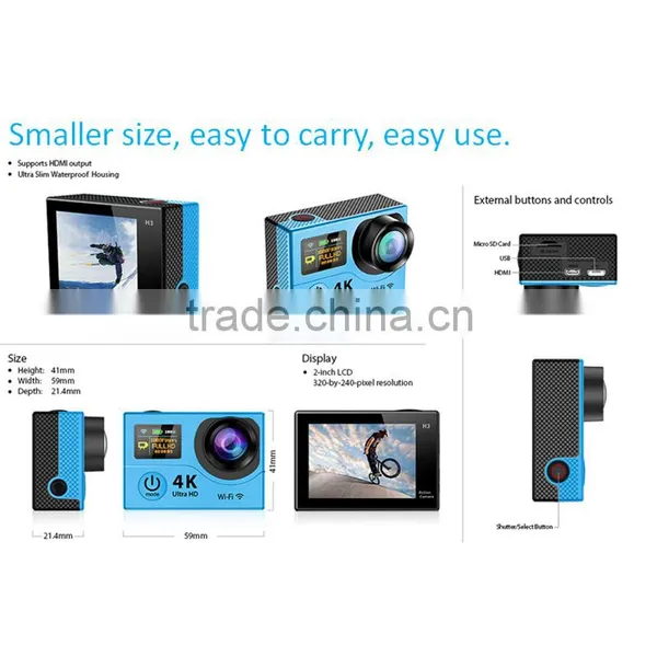 Ultra HD 4K Sports Action Camera 2.0 LCD 1080p 60fps H.264 Waterproof Wifi Helmet Camera Recorder photo-6
