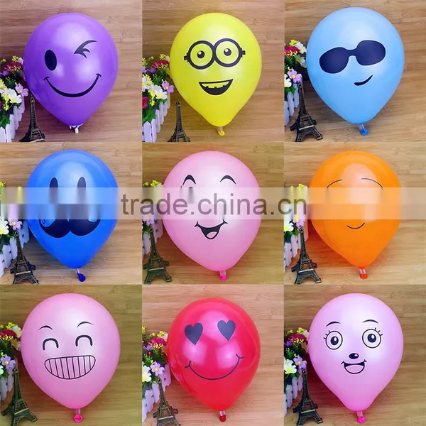 2016 Good Quality Colourful Party Decoration Balloons 10inch 1.8g Smile Printed Latex Balloon