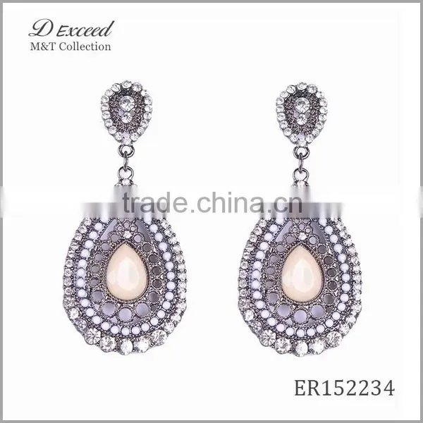 Yiwu Jewelry Factory D Exceed Fashion Crystal Silver Plating Water Drop Earrings Resin Alloy Dangle Earrings photo-5