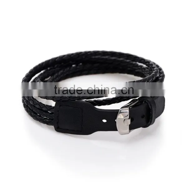 Fashion Braided Multi Layer Cingulate Leather Bracelet Black Brown Orange Knitted Leather Bangles Rope photo-3