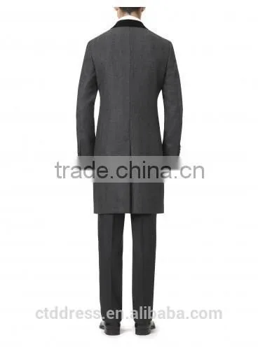 2015 New Style 100% Cashmere Classic Grey Herringbone Custom Mens Business Coat photo-3