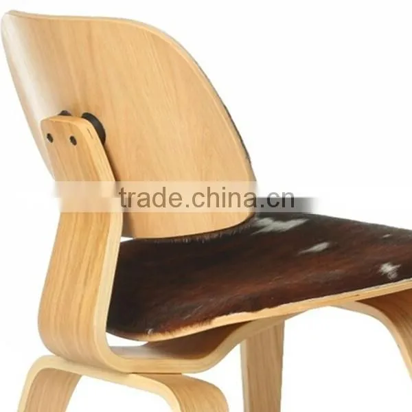 Molded Plywood Chair Cow Leather, Real Leather Upholstered Chair, Genuine Leather Cover Lounge Chair photo-5