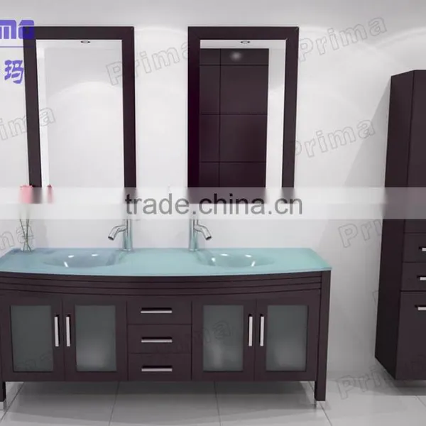 Double Bowl Solid Wood Spanish Bathroom Vanity photo-2