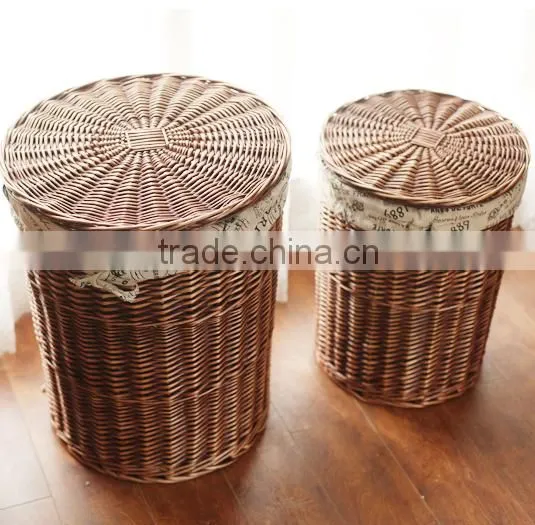 Large Wicker Storage Laundry Basket in Brown