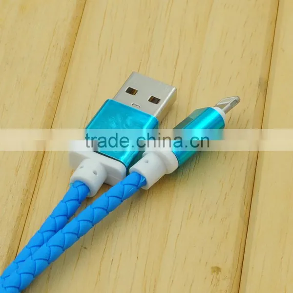 Wholesale Pngxe New Design Multi-color Leather Braided Usb Cable for IPhone photo-4