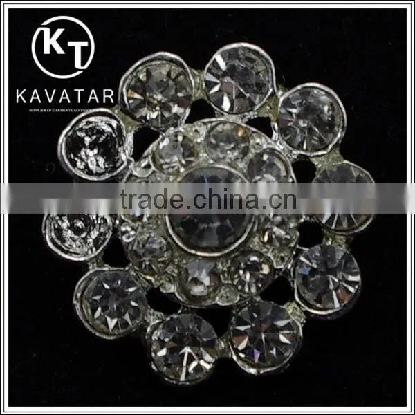 Good Quality NK025 Metal Flower Lead Free Metal Shank Rhinestone Buttons photo-2