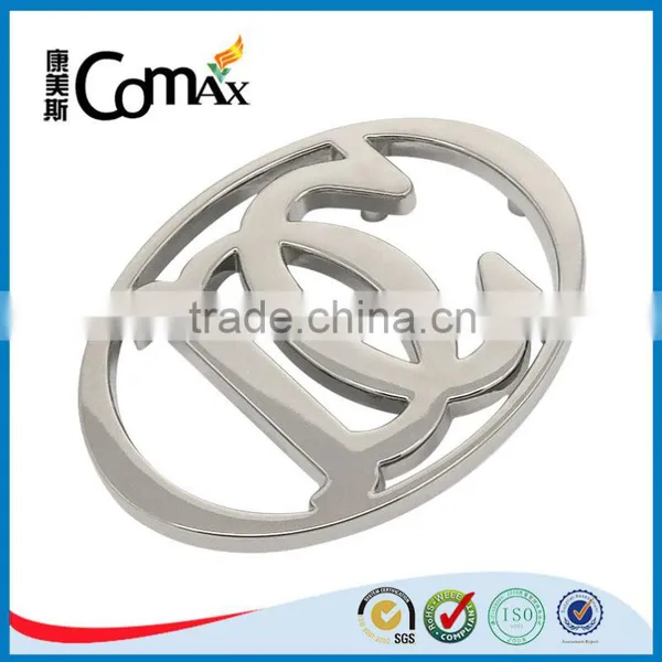 Oval Hollow Letters Silver Custom Metal Logo Labels for Handbags photo-2