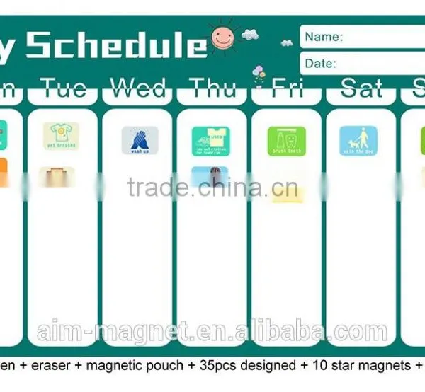 Magnet Chores Chart Weekly Calendar Custom Design Kids Dry Erase Board PET Film photo-5