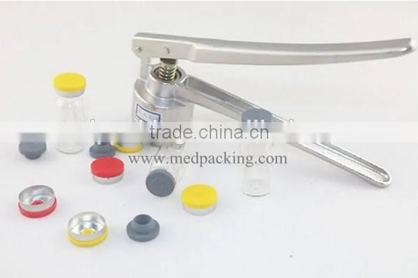 100sets (Flip Off Caps & Rubber Stoppers &Clear Glass Vials) + 1pcs 20mm Vial Crimper,manual Capping Machine photo-2