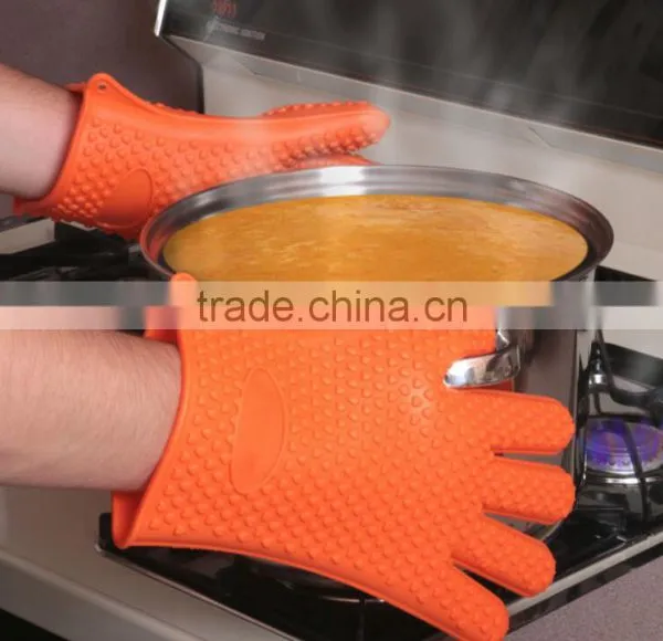 Silicone BBQ Grilling Gloves, Silicone Oven Gloves With Fingers Hand Gloves photo-6