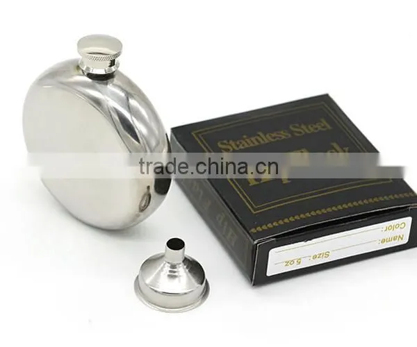 5 OZ Mirror Stainless Steel Flagon / Stainless Steel Hip Flask / Stainless Steel Wine Bottles (with Small Funnel) photo-5