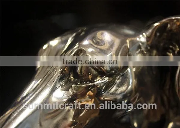 Electroplated Silver Resin Large Sitting Italian Greyhound Statue photo-5