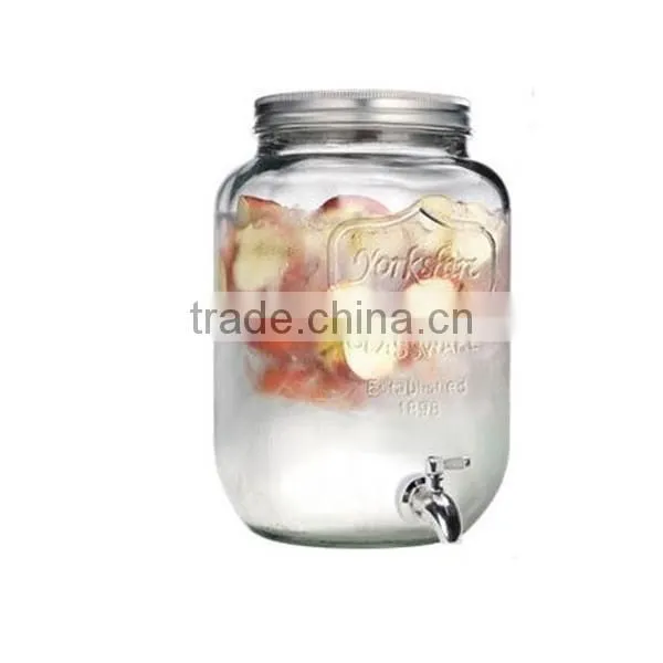 8L Yorkshire Embossed Beverage Juice Glass Bottle With Tap photo-3
