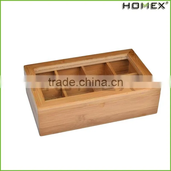 Tea Box Tea Storage Bamboo Natural, Nice Tea Chest Tea Packaging Good for Tea Bag Holder/Homex_Factory photo-2
