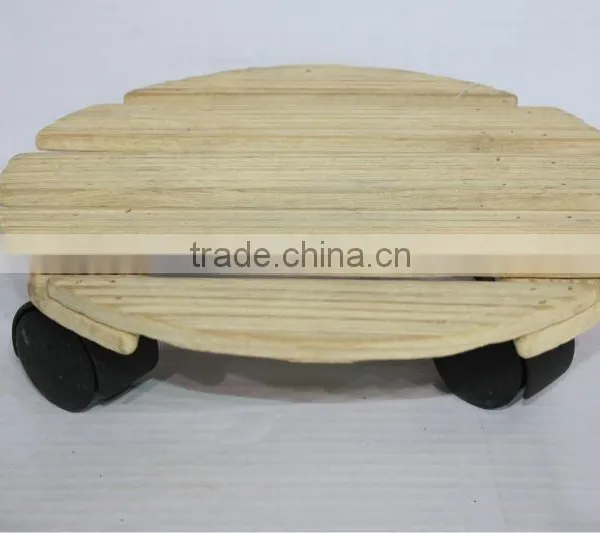 Round Wooden Flower Trolley