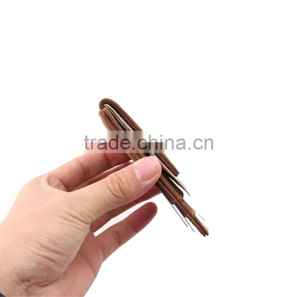 Crazy Horse Leather OEM Branded Money Clip Front Slim Minimalist Mens RFID Blocking Leather Money Clip photo-6