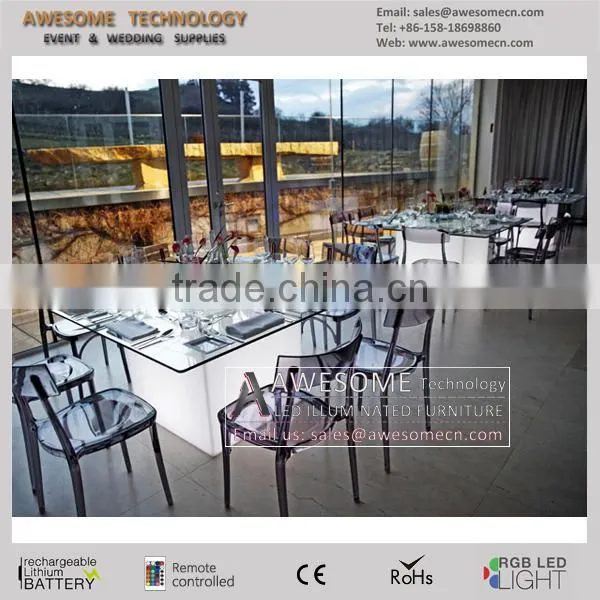 Stylish Square Glass Stackable Wedding Table With Color Changing Light photo-2