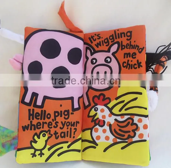 New Born Baby Infant Developmental Soft Animal Cloth Book Farm Tails Cloth Book photo-3