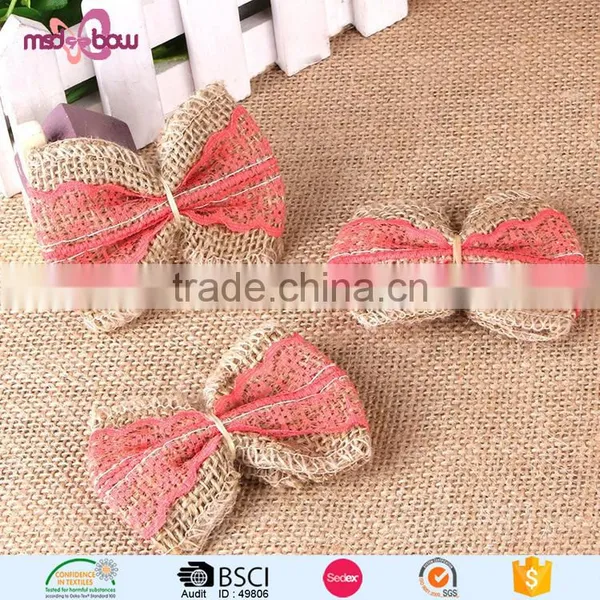 Latest Designs Burlap Jute Bow Girls Hair Accessories Clips photo-6