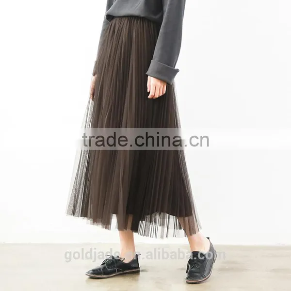 2016 Customized Manufacture Fashionable Wholesale Women's Plain Color Chiffon Double Layer Ladies Skirt photo-3
