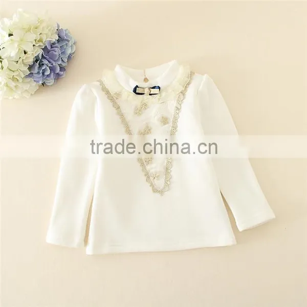 2015 New Design Girls T-shirts With Lace Design Sweet Girl T-shirt With Plush in Side photo-3