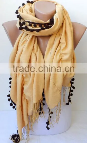 Jasmine Ruffle Pashmina Scarfs Ruffle Pashmina Scarves Pompom Scarf Frilly Women Scarf Wedding Scarf Jasmine Scarfs Fashion Acce photo-3