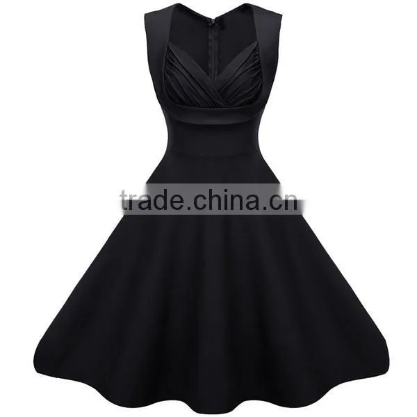 Walson Women Retro Popular Party Dresses Lady Tube Short V-neck Mini Casual Clothing Pinup Hip Hop Vintage Dress photo-3