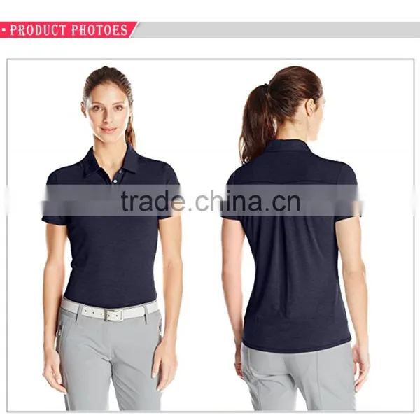 Custom Cotton Button Up Womens Blank Polo T-shirt Banded Collar photo-3