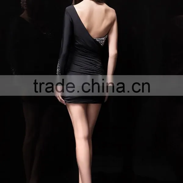 New Style Custom Made Elegant A-line Sweetheart Black Chiffon With Beading Formal Short Evening Dress Prom Dresses ED76 photo-5