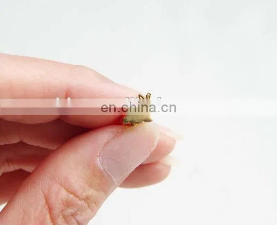 Teeny Tiny Gold Bunny Stud Earrings Easter Rabbit Stud Earrings Simple Modern Jewelry photo-3