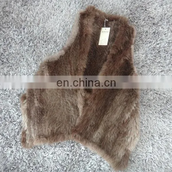 Fashion Classic Women Knitted Sleeveless Asymmetrical Beaver Fur Vest photo-3