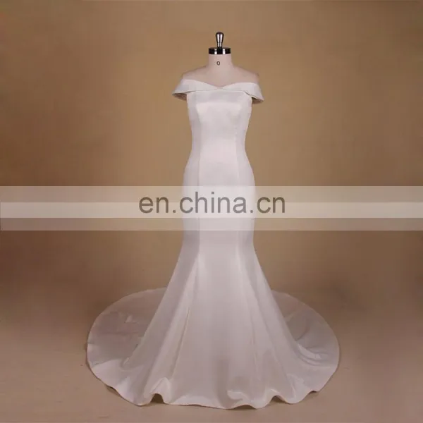 Newest Cap Sleeve Satin Wedding Dress Mermaid