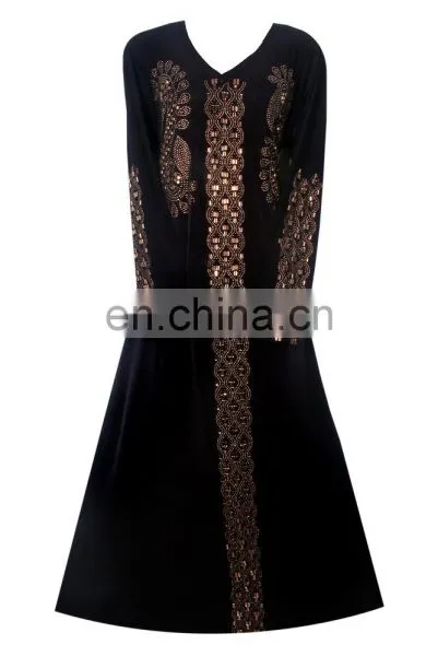 Women's Black Lycra(Stretchable) With Golden Stone Work Embroidery Amazing Burkha / Women's Lycra With Stone Embroidery photo-2