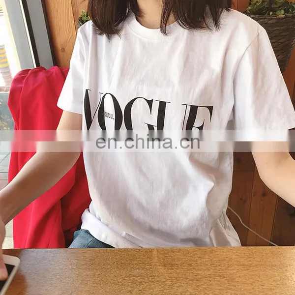 Explosive European and American Women's Vogue Letter Printing Loose Short-sleeved T-shirt Blouse photo-3