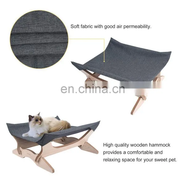 Cat Hammock Pet Cots for Small Animals Detachable Wooden Frame Square Hanging Cat Sofa Sleeping Bed photo-3