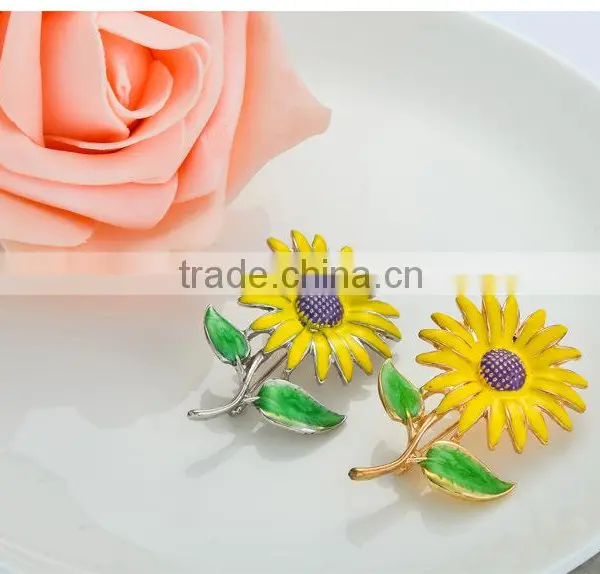 Fashion Cute Women Korean Brooch Enamel Sunflower Brooches photo-4