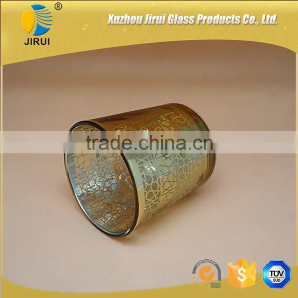 Gold Glass Candle Holder With Unique Pattern photo-3