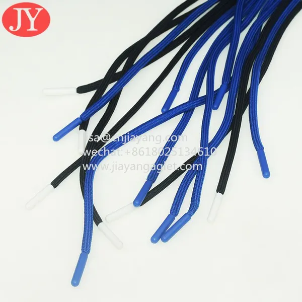 Custom Polyester Round Cord With Core Injetion Palstic Aglet Accept 8 kg Tensile Test Shoelace Aglet photo-5
