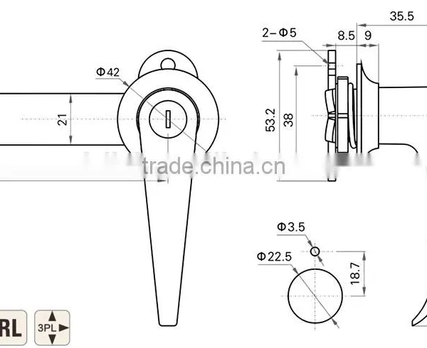 CE RoHS 2015 FEILEI A-45-1 Wholesale Zinc Die-cast High Quality Industrial Cabinet L-shape Swing Handle Lock photo-6