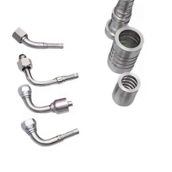 High Pressure JIC 37 One-Piece Crimp Hose Fitting for 1SN/2SN Hose Snap-Fit 45 Degree Bend