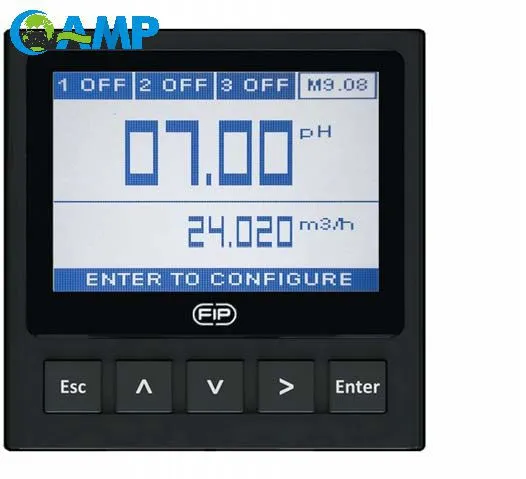FLS M9.08.P1 Panel-Mounted PH/ORP & Flow Monitor (12-24 VDC Power Supply)