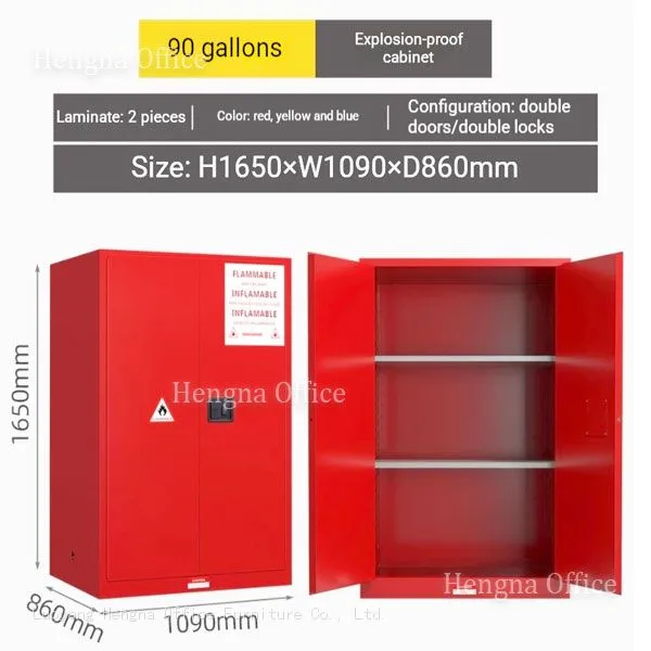 Professional Lab Use Red Paint and Ink Storage Cabinet With Self-closing Doors&High Load Capacity for Printing Shops and Furniture Finishing Studios photo-2