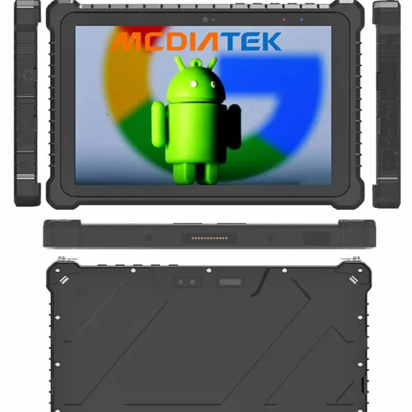 HR1058 Hidon Factory 10,1-дюймовые прочные планшеты на базе Android 12 с MediaTek, 8 ГБ + 128 ГБ, с NFC, датчиком отпечатков пальцев, RJ45, RS232, 2D-сканером штрих-кодов и UHF RFID
