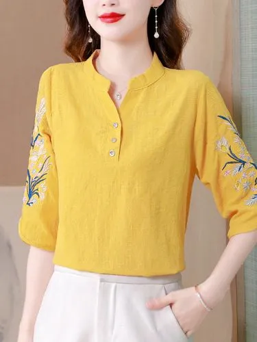 Women's Business Casual Three-Quarter Sleeve Shirt photo-2