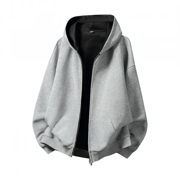 Men’s Full-Zip Color Contrast Hooded Jacket
