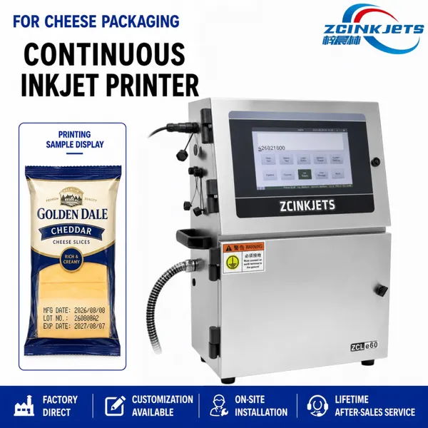 Cheese Packaging Small Character CIJ Inkjet Printer for Dairy Pouches Cups Film and Production Line Coding
