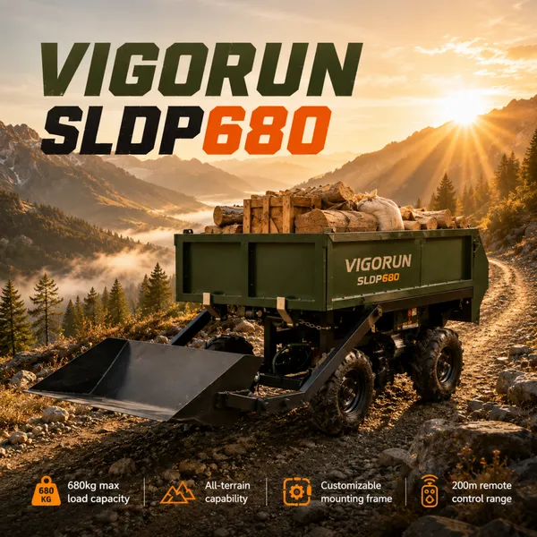 Vigorun SLDP680 680kg Load RC Dolly Compact Width Electric Trolley for Farm Material Hauling