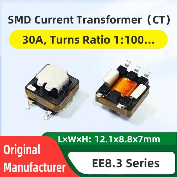 CT Current Transformer EE8.3 / EE8.5 / EE9, SMD/SMT 30A Current Sensing Transformer, Made in China