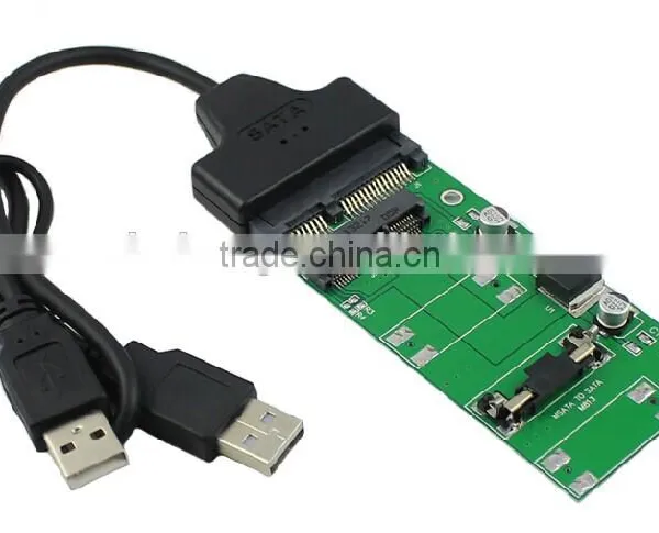 1.8"SSD MSATA to SATA Adapter Card 7+15pin + SATA to USB2.0 Cable MSATA to USB2.0 Cable